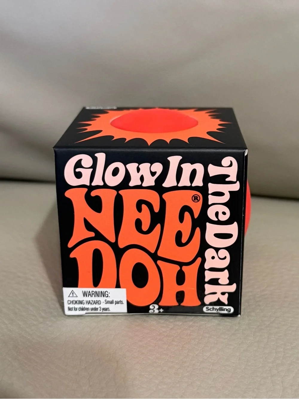 NEW NeeDoh Glow In The Dark ORANGE Squishy Fidget Toy Stress Ball Authentic!